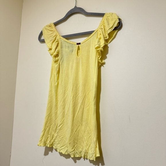 Women’s Y2K Dex Brand Yellow Lettuce Trim Flowy Soft Summer Tank Top Size: L - Picture 11 of 15